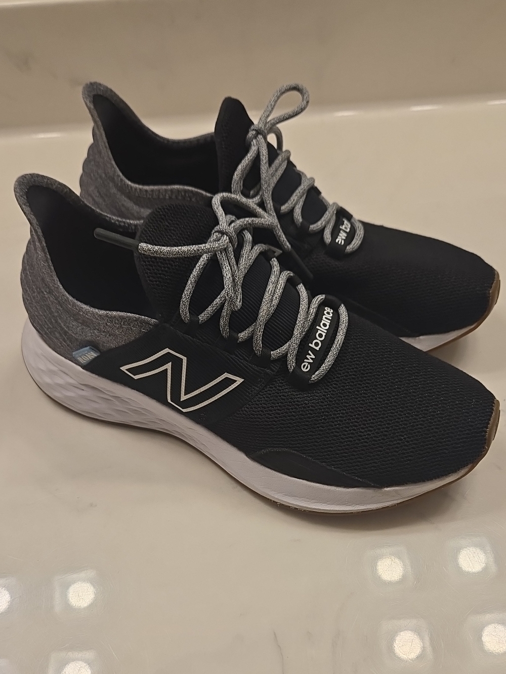 New Balance Women’s Black and Gray Knit Athletic Sneakers